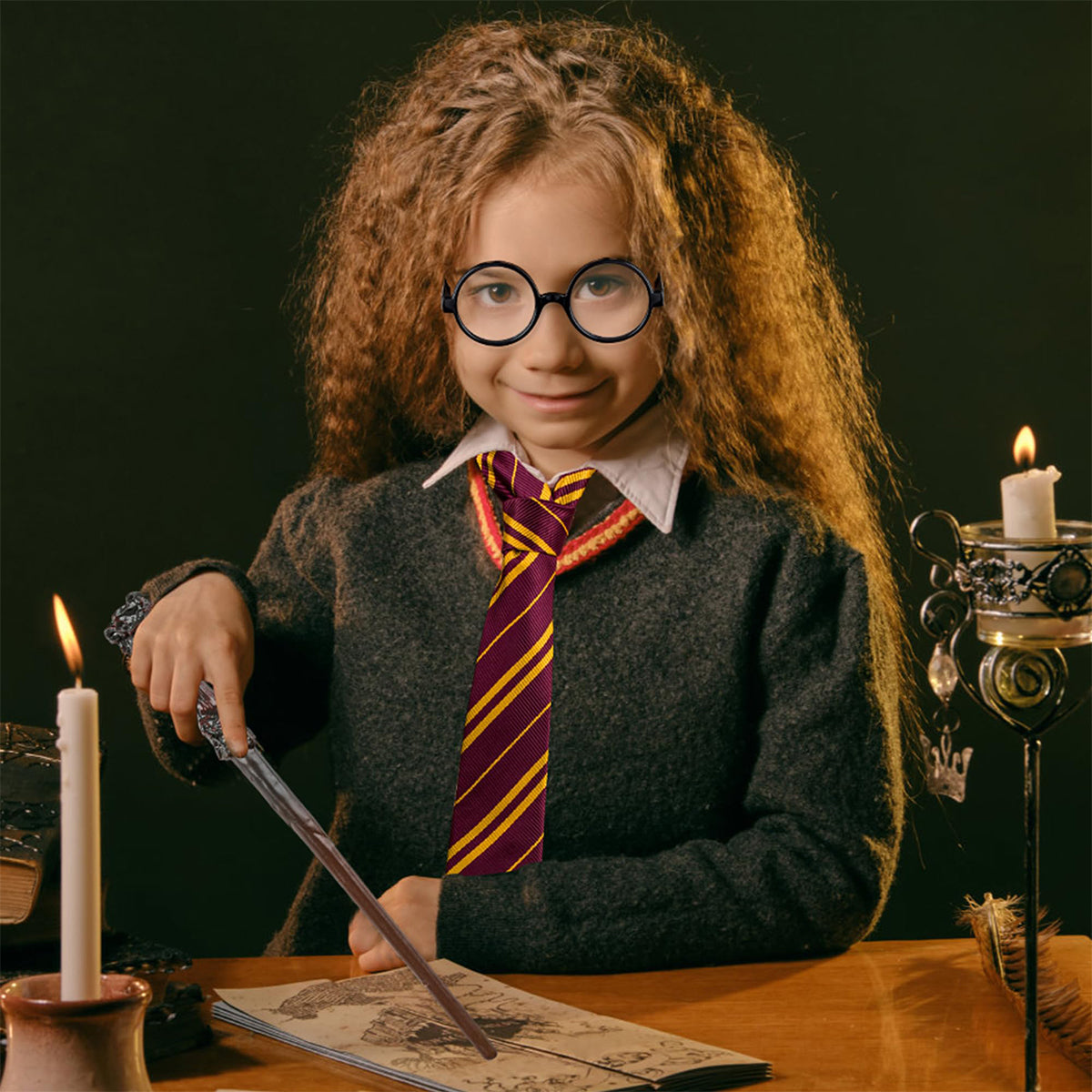 PATPAT Wizard Costume Set Novelty Wizard Glasses Striped Tie and Magic Wand Cosplay Costumes Accessories for Halloween, Themed Party, Birthday, Festival PATPAT Wizard Costume Set Novelty Wizard Glasses Striped Tie and Magic Wand Cosplay Costumes Accessories for Halloween, Themed Party, Birthday, Festival